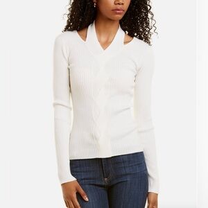NWT $345 Large  Jonathan Kimkhai Janessa Rib Knit Cutout Sweater Beige Sand